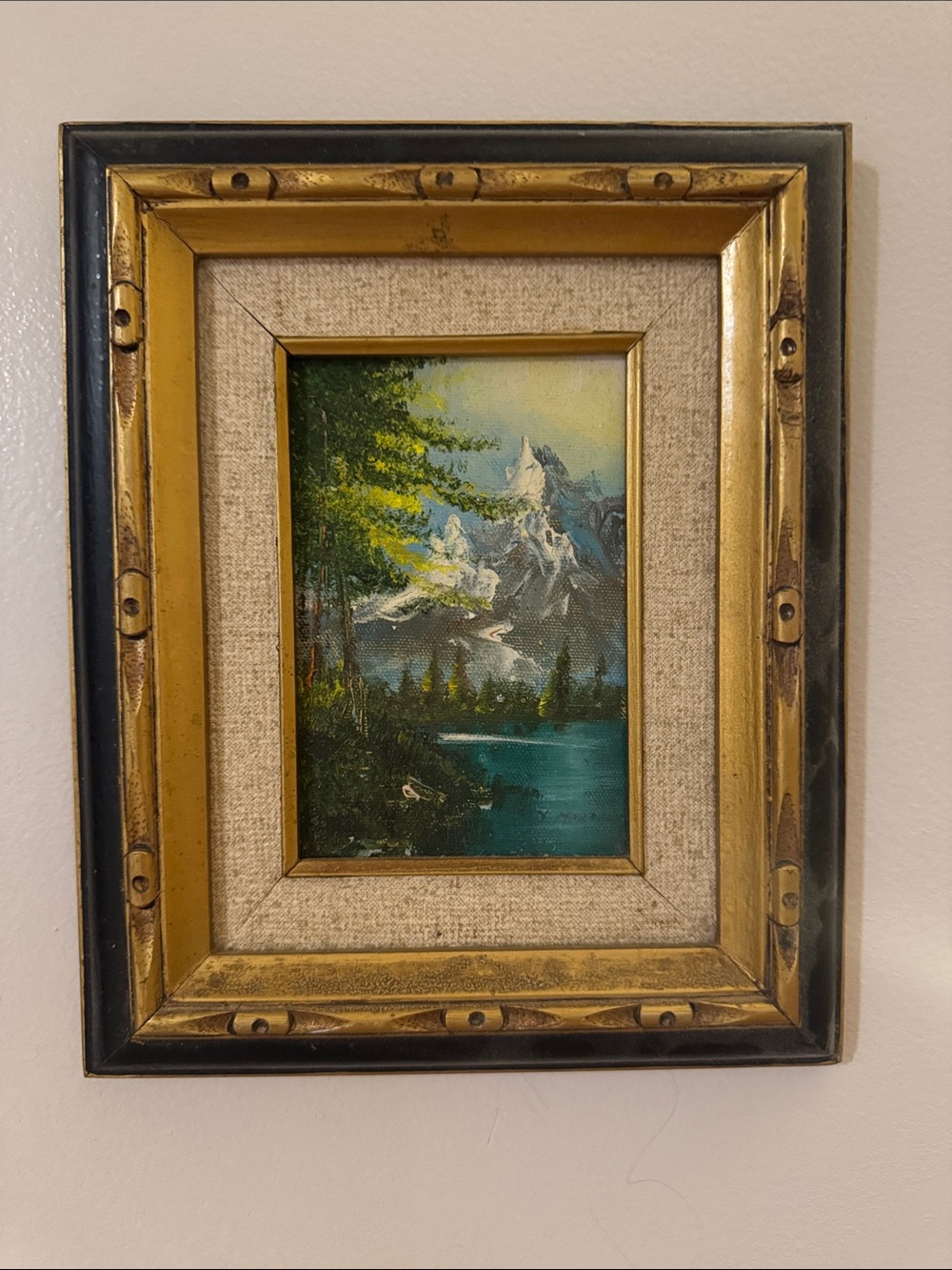 Antique Framed Original Mountain Landscape Oil Painting Signed